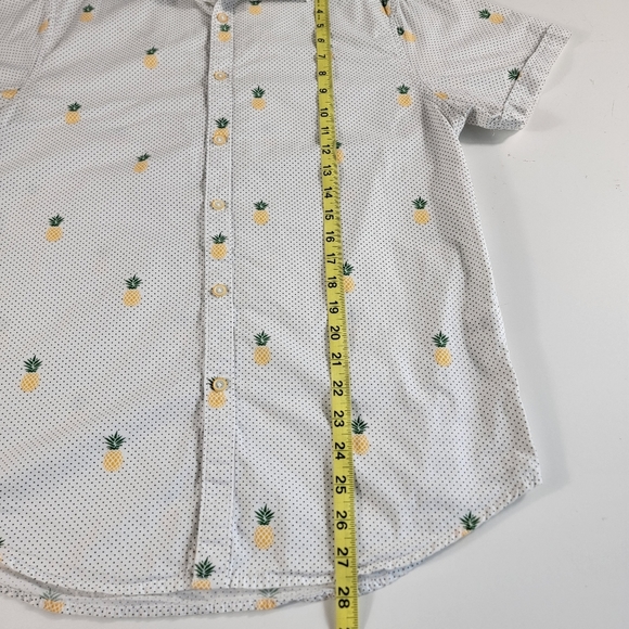 Denim & Flower Button Up Tropical Edition  Short Sleeve Slim Fit Shirt Mens M - Picture 5 of 6